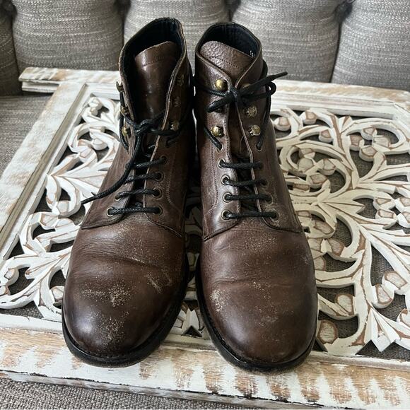 Dolce & Gabbana Brown Factory Worn Look Leather Ankle Boots Men’s 9 - Picture 3 of 12